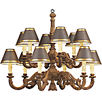 C173-WCH 04 By Artdemexico - Wood Lighting Collection Collection Aged Pecan Finish Carved Wood Chandelier